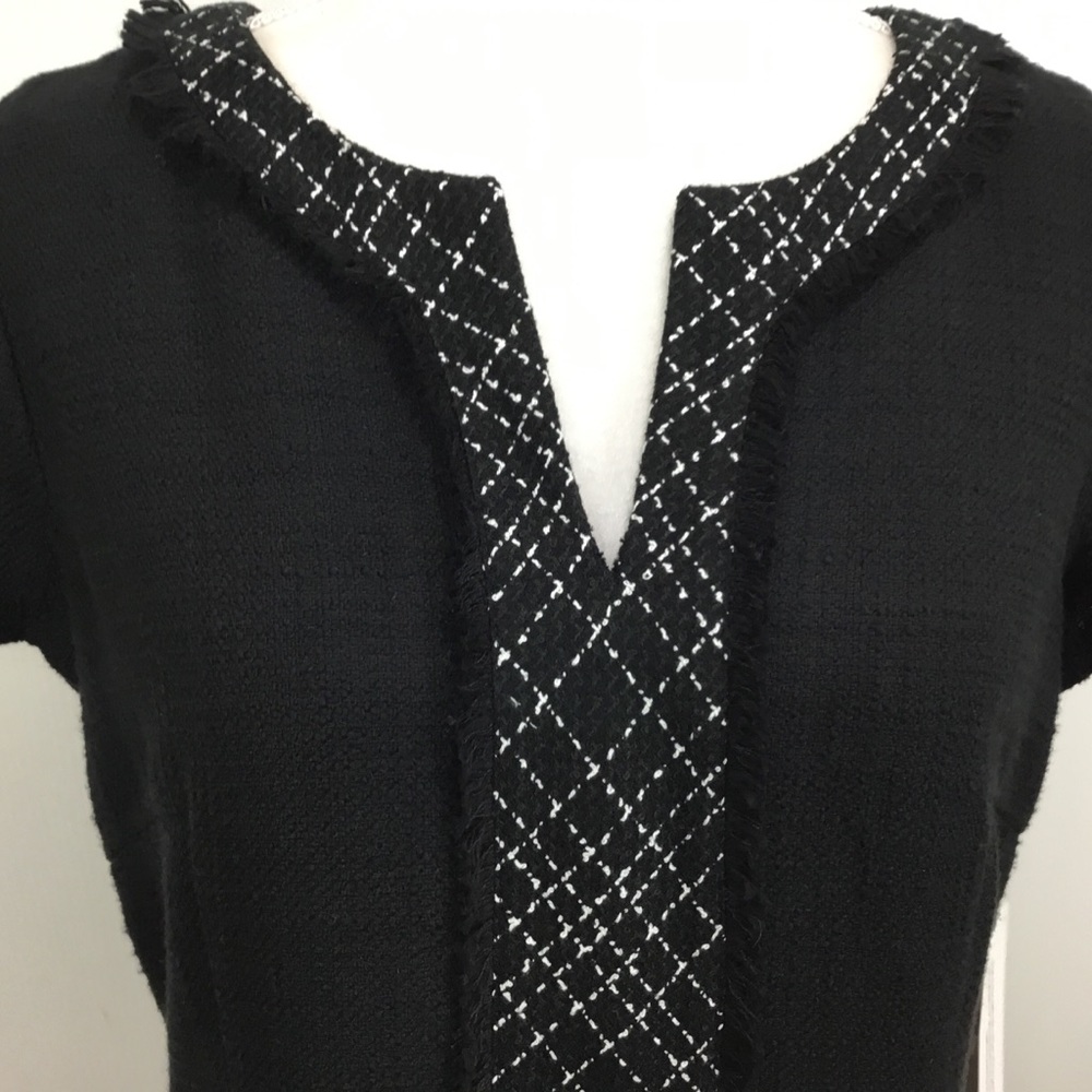 HP🛍 Karl Lagerfeld Black Sheath Tweed Dress 14 - Picture 3 of 10